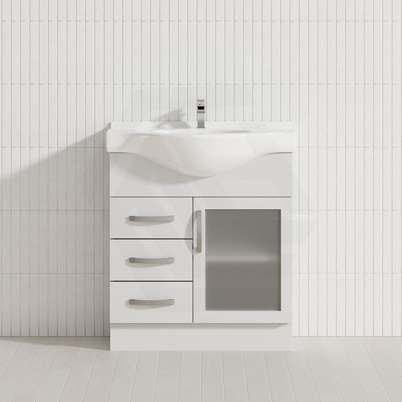 Fienza 400/600/1200Mm Freestanding Kickboard Vanity Glass Door Gloss White Mdf Board With Single