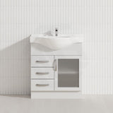 Fienza 400/600/1200Mm Freestanding Kickboard Vanity Glass Door Gloss White Mdf Board With Single