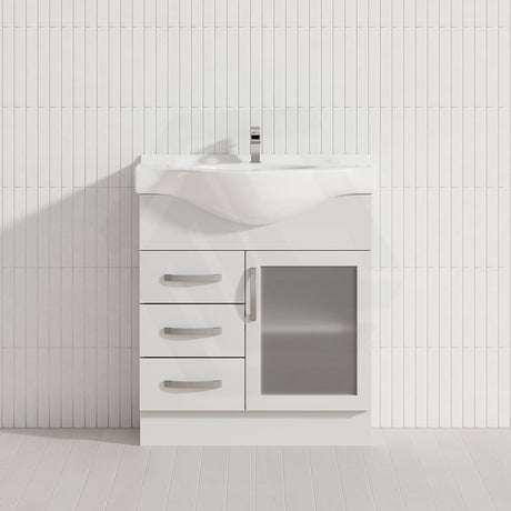 Fienza 400/600/1200Mm Freestanding Kickboard Vanity Glass Door Gloss White Mdf Board With Single