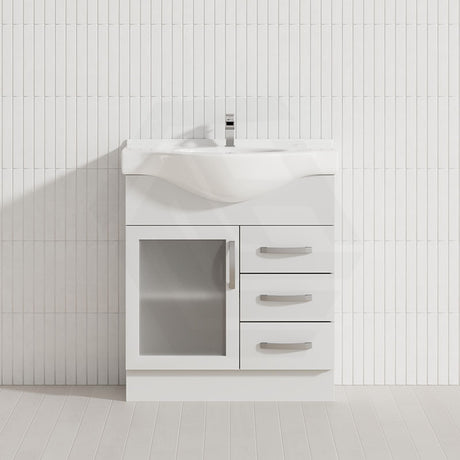 Fienza 400/600/1200Mm Freestanding Kickboard Vanity Glass Door Gloss White Mdf Board With Single