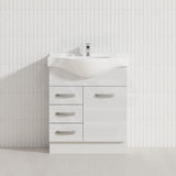 Fienza 400/600/1200Mm Freestanding Kickboard Vanity Gloss White Mdf Board With Single Bowl Ceramic