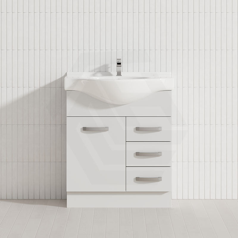 Fienza 400/600/1200Mm Freestanding Kickboard Vanity Gloss White Mdf Board With Single Bowl Ceramic