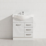 Fienza 400/600/1200Mm Freestanding Kickboard Vanity Gloss White Mdf Board With Single Bowl Ceramic