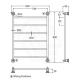 Fienza Lillian 600mm Heated Towel Rail 4/6/9 Bars Variant Colour Available