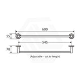 Fienza Kaya 600 / 900mm Round Single Towel Rail SS304 & Zinc Cut to Size Variant Colour Available