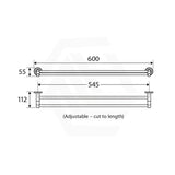 Fienza Kaya 600 / 900mm Round Double Towel Rail SS304 & Zinc Cut to Size Variant Colour Available