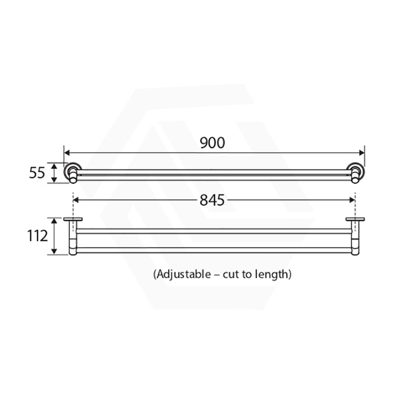 Fienza Axle 600 / 900mm Round Double Towel Rail SS304 & Zinc Cut to Size Variant Colour Available