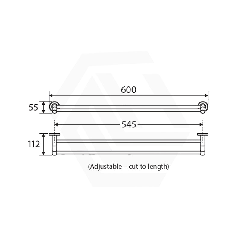 Fienza Axle 600 / 900mm Round Double Towel Rail SS304 & Zinc Cut to Size Variant Colour Available