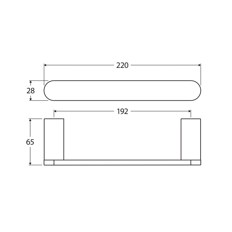 Fienza Empire Slim 220mm Stainless Steel Hand Towel Rail Variant Colour Available