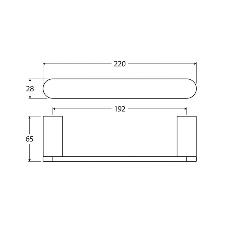 Fienza Empire Slim 220mm Stainless Steel Hand Towel Rail Variant Colour Available