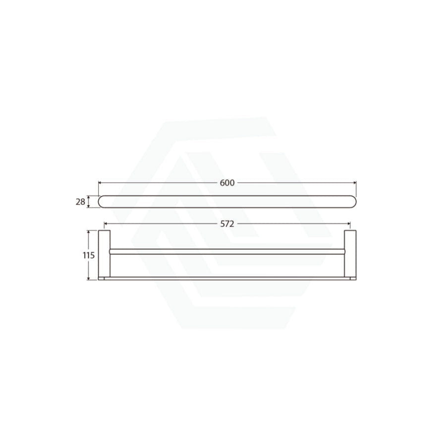 Fienza Empire Slim 600/800mm Stainless Steel Double Towel Rail Chrome/Matt Black
