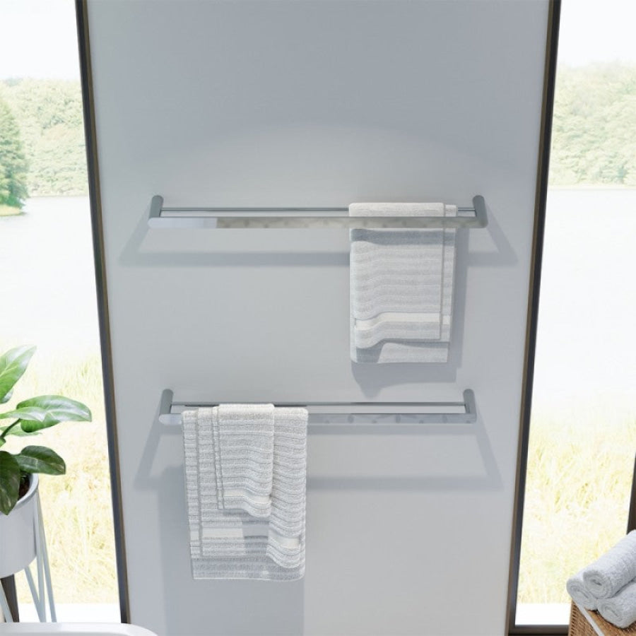 Fienza Empire Slim 600/800mm Stainless Steel Double Towel Rail Chrome/Matt Black