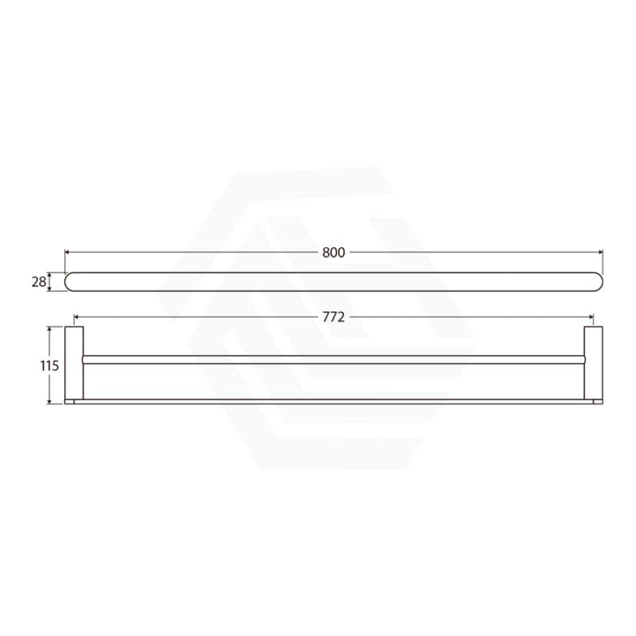 Fienza Empire Slim 600/800mm Stainless Steel Double Towel Rail Chrome/Matt Black