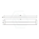 Fienza Empire Slim 600/800mm Stainless Steel Double Towel Rail Chrome/Matt Black
