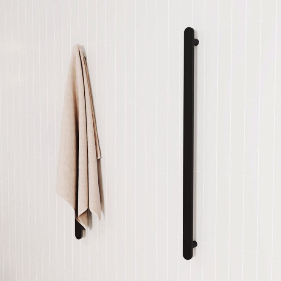 Fienza Empire Slim 60x900mm 12V Vertical Single Heated Towel Rail Chrome/Matt Black