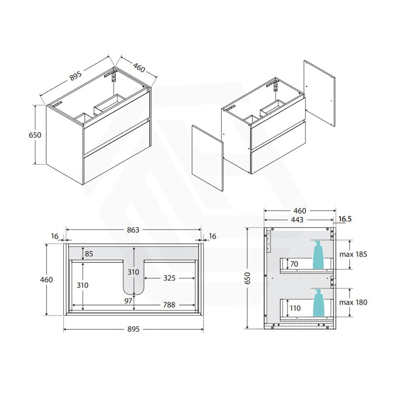 Fienza Amato 900mm E0 MDF Wall Hung Vanity with Soft-Close Drawers Variant Colour Available