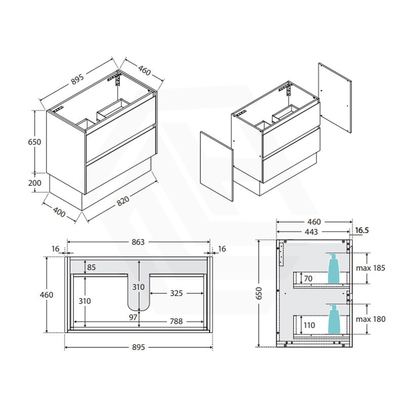Fienza Amato 900mm E0 MDF Freestanding Vanity on Kickboard with Soft-Close Drawers Variant Colour Available