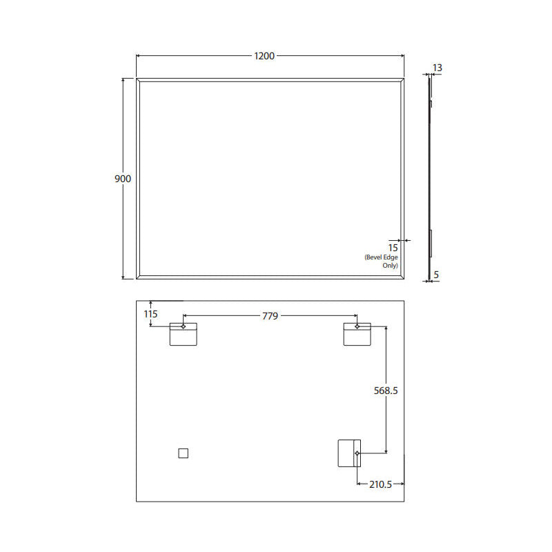 1200x900mm Fienza Bevel Edge Rectangular Wall Mirror Vertical or Horizontal Installation
