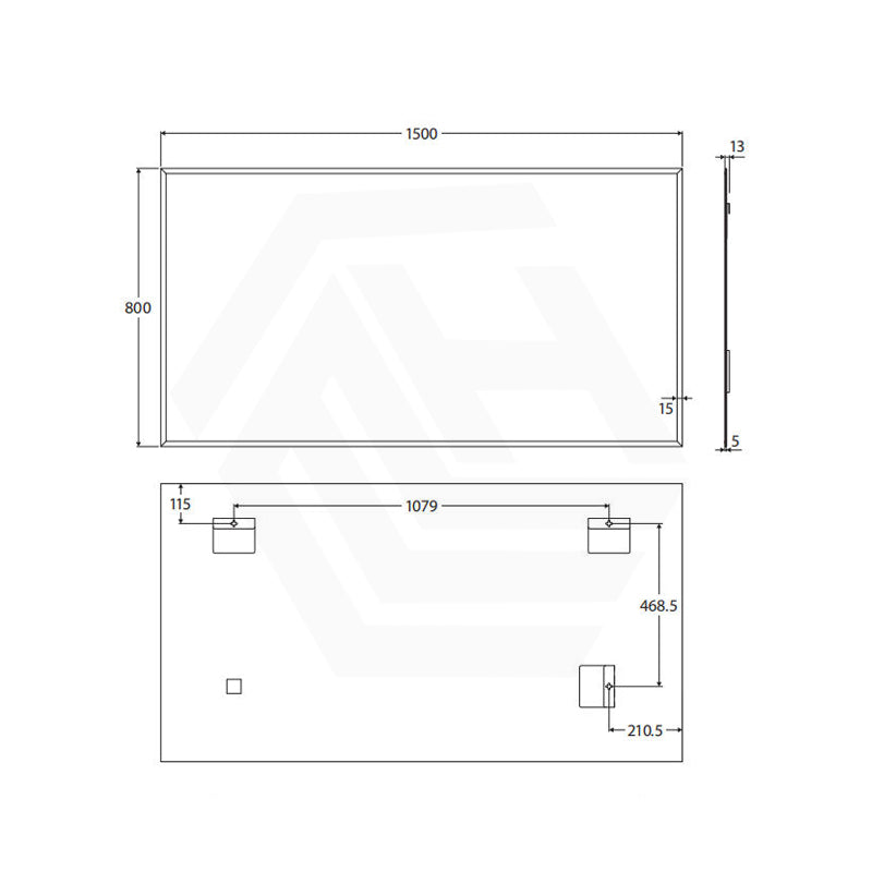 1500x800mm Fienza Bevel Edge Rectangular Wall Mirror Vertical or Horizontal Installation