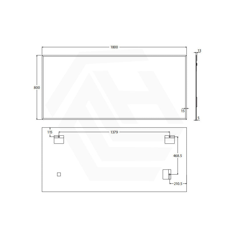 1800x800mm Fienza Bevel Edge Rectangular Wall Mirror Vertical or Horizontal Installation