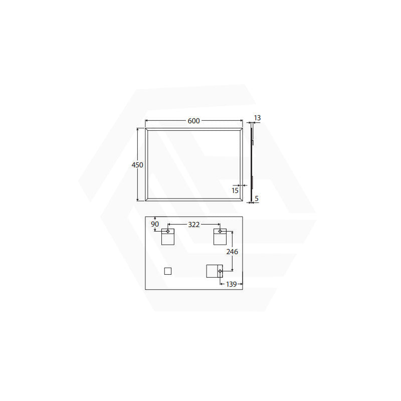 450x600mm Fienza Bevel Edge Rectangular Wall Mirror Vertical or Horizontal Installation