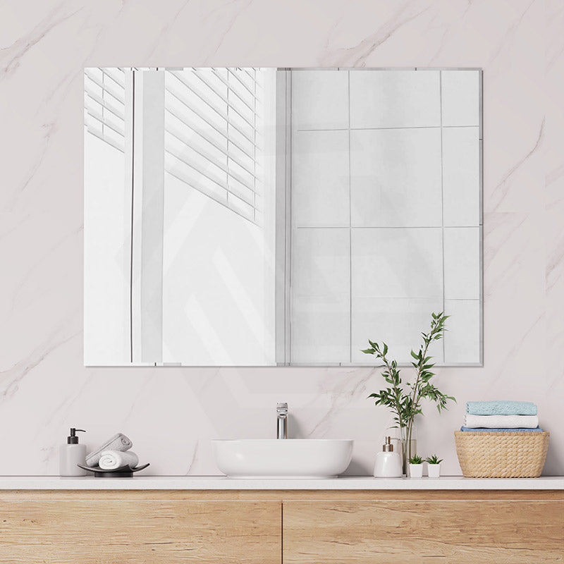 600/750/900/1200/1500/1800mm Fienza Bevel Edge Rectangular Wall Mirror Glue on Vertical or Horizontal Installation