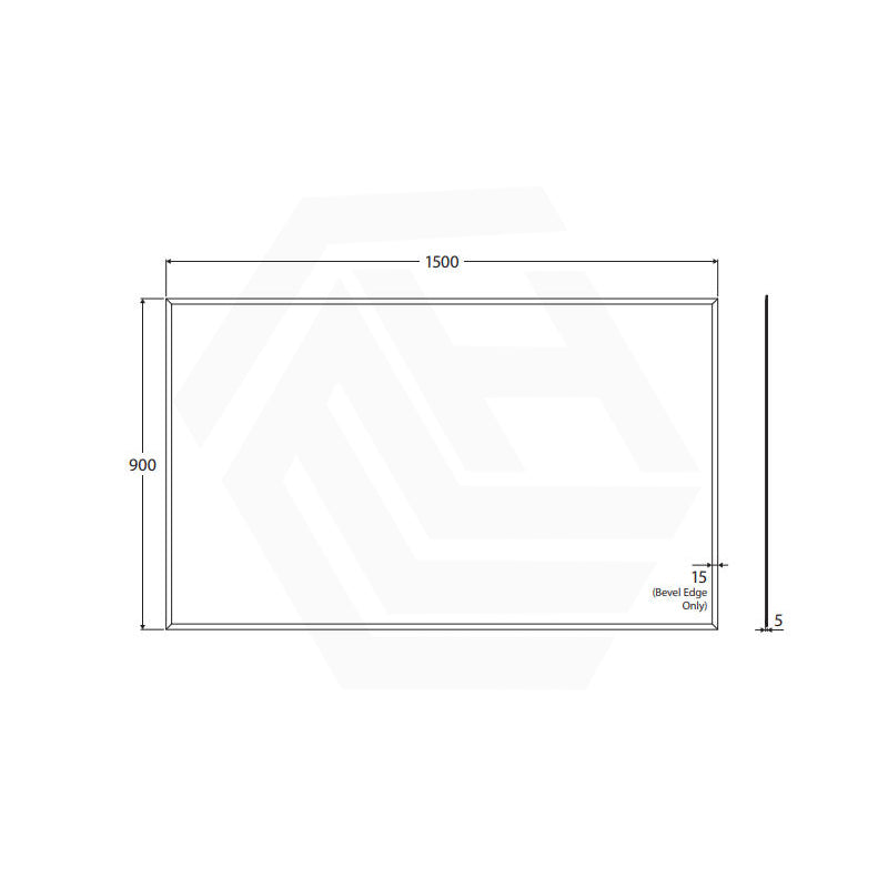 1500x900mm Fienza Bevel Edge Rectangular Wall Mirror Glue on Vertical or Horizontal Installation