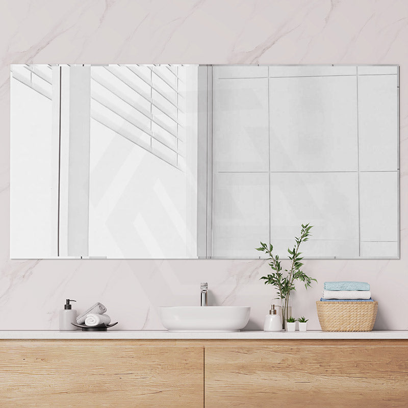 600/750/900/1200/1500/1800mm Fienza Bevel Edge Rectangular Wall Mirror Glue on Vertical or Horizontal Installation