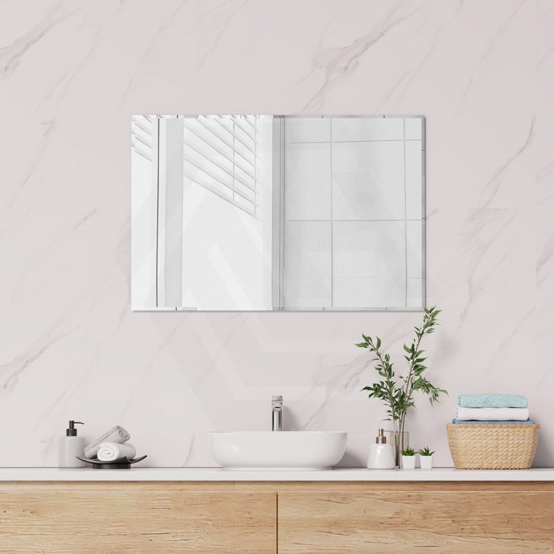600/750/900/1200/1500/1800mm Fienza Bevel Edge Rectangular Wall Mirror Glue on Vertical or Horizontal Installation