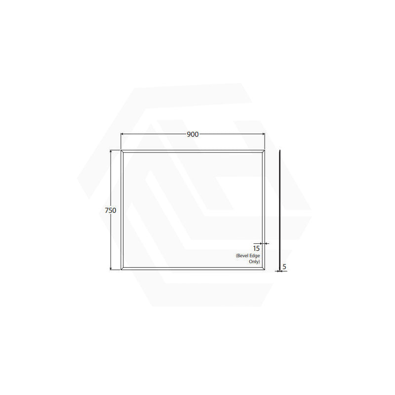 900x750mm Fienza Bevel Edge Rectangular Wall Mirror Glue on Vertical or Horizontal Installation