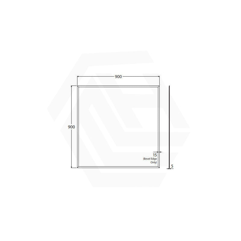 900x900mm Fienza Bevel Edge Rectangular Wall Mirror Glue on Vertical or Horizontal Installation