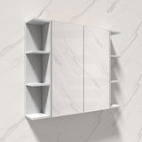 Fienza 600/750/900/1200mm Bevel Edge Gloss White MDF board Mirror Shaving Cabinet 2 Side Shelves