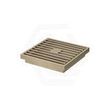 Fienza 100mm Square Slim Grate Floor Waste 88mm Outlet Antique Brass