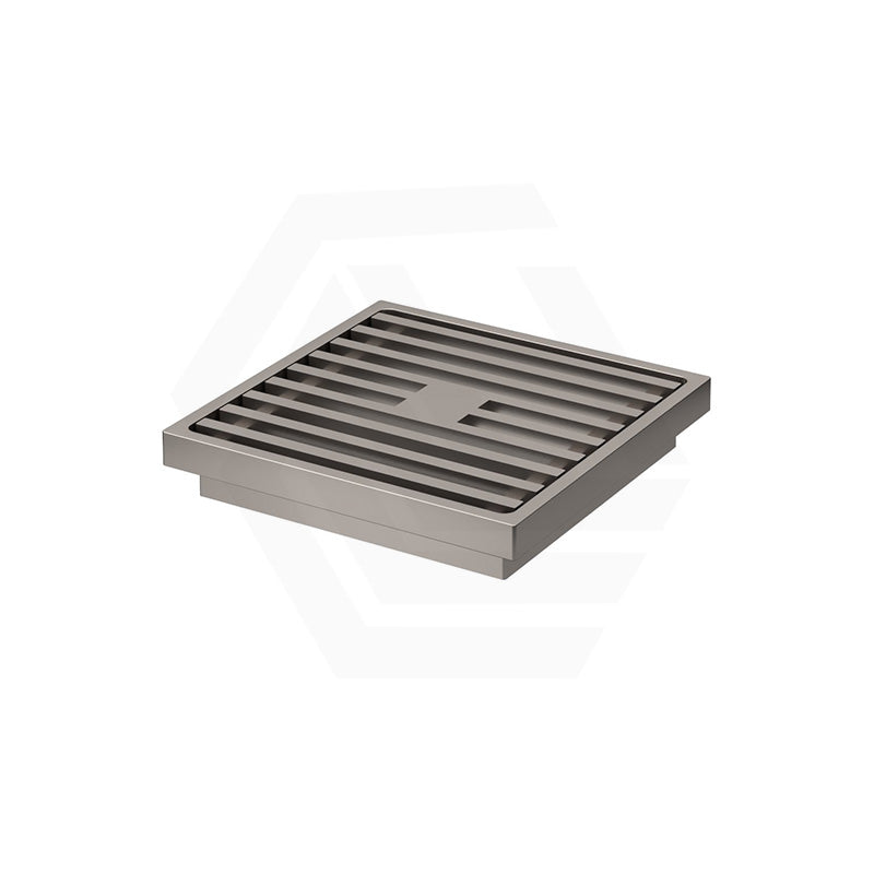 N#1(Nickel) Fienza 100mm Square Slim Grate Floor Waste 88mm Outlet Brushed Nickel