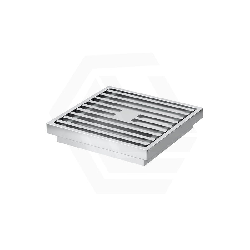 Fienza 100mm Square Slim Grate Floor Waste 88mm Outlet Chrome