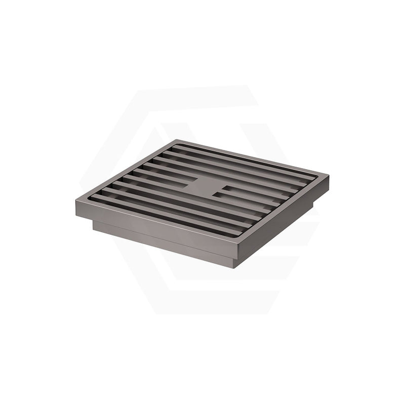 M#1(Gunmetal Grey) Fienza 100mm Square Slim Grate Floor Waste 88mm Outlet Gun Metal