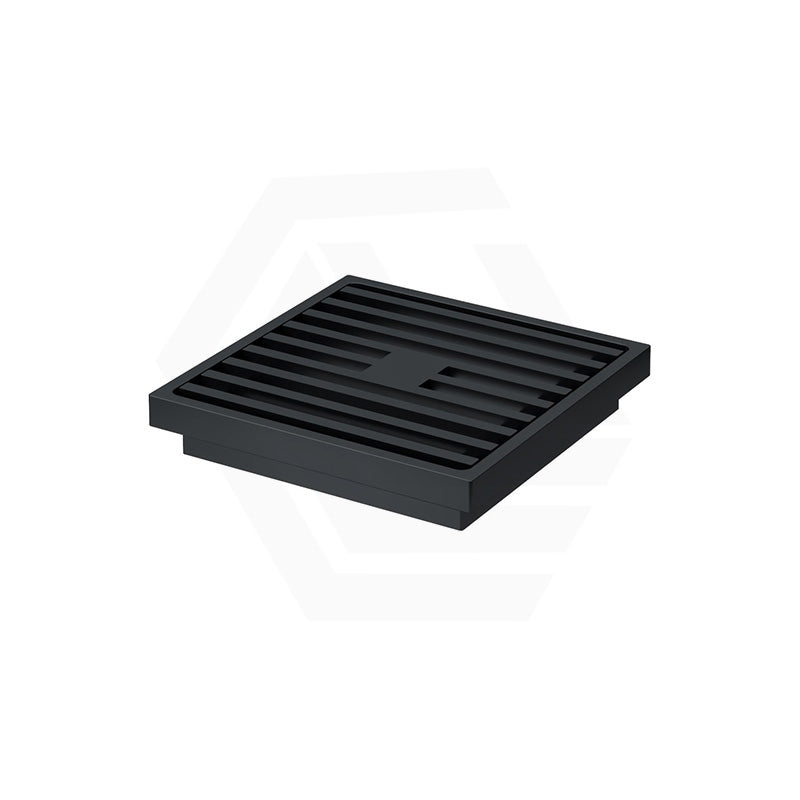 Fienza 100mm Square Slim Grate Floor Waste 88mm Outlet Matte Black