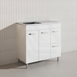 900mm Citi E0 MDF Board Gloss White Kitchen/Laundry Freestanding Vanity with Stainless Steel Sink-Top
