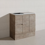 900mm Citi E0 MDF Board Kitchen/Laundry Freestanding Kickboard Vanity with Stainless Steel Sink-Top Industrial/Scandi Oak