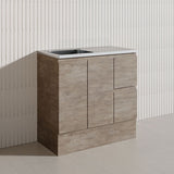 900mm Citi E0 MDF Board Kitchen/Laundry Freestanding Kickboard Vanity with Stainless Steel Sink-Top Industrial/Scandi Oak