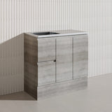 900mm Citi E0 MDF Board Kitchen/Laundry Freestanding Kickboard Vanity with Stainless Steel Sink-Top Industrial/Scandi Oak