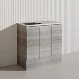 900mm Citi E0 MDF Board Kitchen/Laundry Freestanding Kickboard Vanity with Stainless Steel Sink-Top Industrial/Scandi Oak