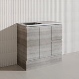900mm Citi E0 MDF Board Kitchen/Laundry Freestanding Kickboard Vanity with Stainless Steel Sink-Top Industrial/Scandi Oak