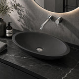 Fienza Bahama Oval Solid Surface Above Counter Basin 600x350x105mm - Matt White/Black