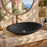 Fienza Bahama Oval Solid Surface Above Counter Basin 600x350x105mm - Matt White/Black