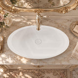 Fienza Bahama Oval Solid Surface Above Counter Basin 600x350x105mm - Matt White/Black