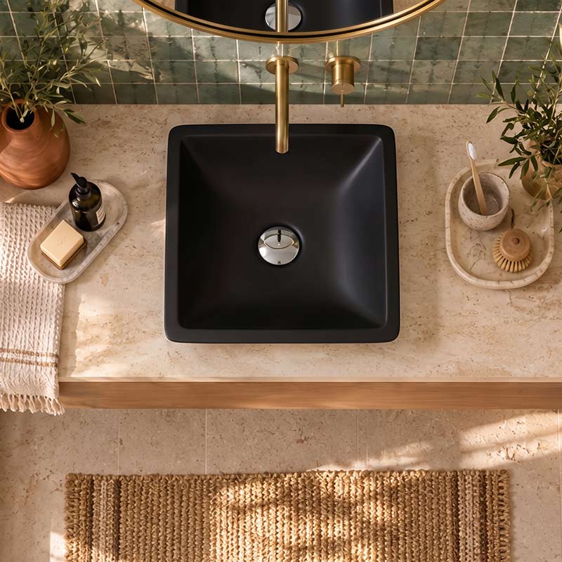 Fienza Classique Square Solid Surface Above Counter Basin 420x420x105mm - In Various Colour