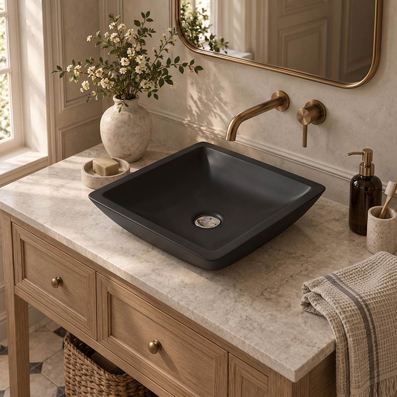 Fienza Classique Square Solid Surface Above Counter Basin 420x420x105mm - In Various Colour