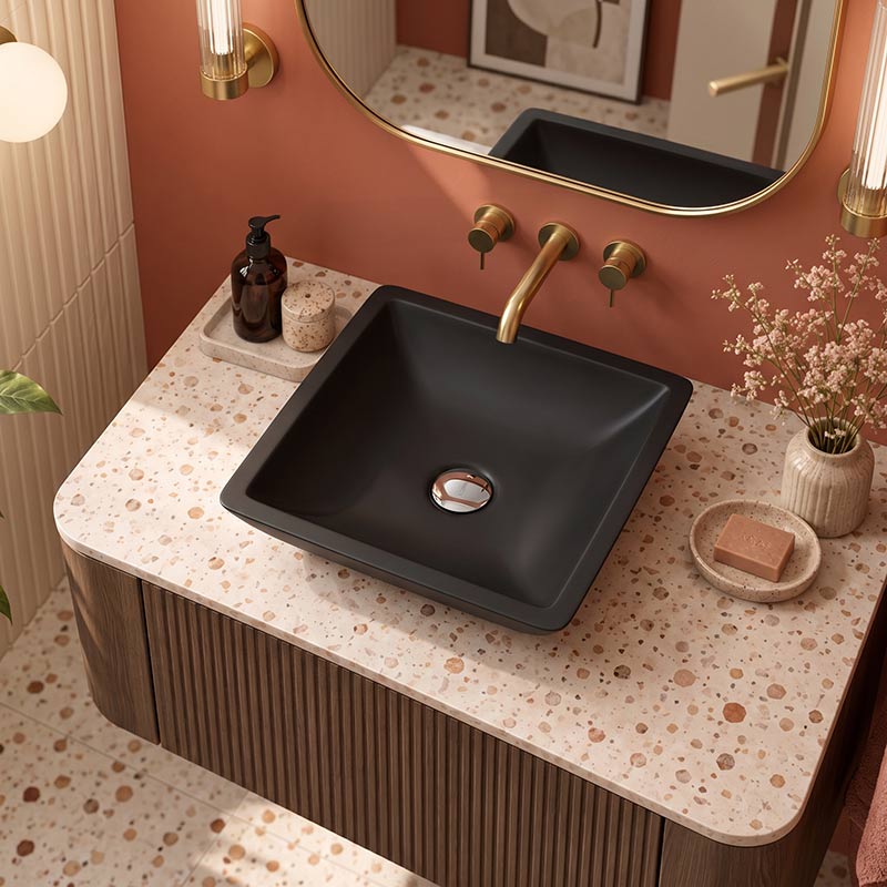 Fienza Classique Square Solid Surface Above Counter Basin 420x420x105mm - In Various Colour
