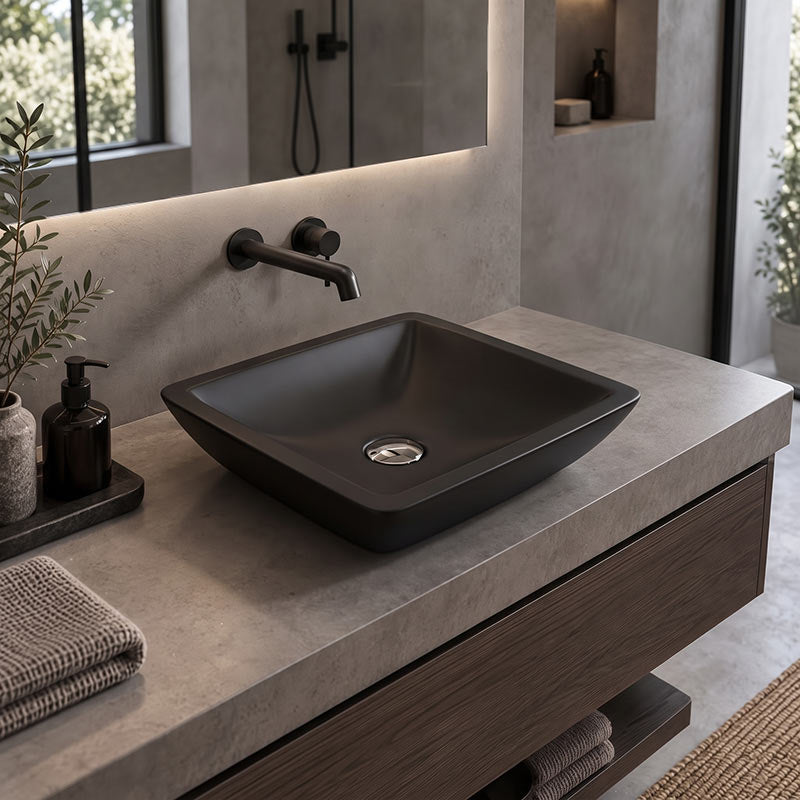 Fienza Classique Square Solid Surface Above Counter Basin 420x420x105mm - In Various Colour